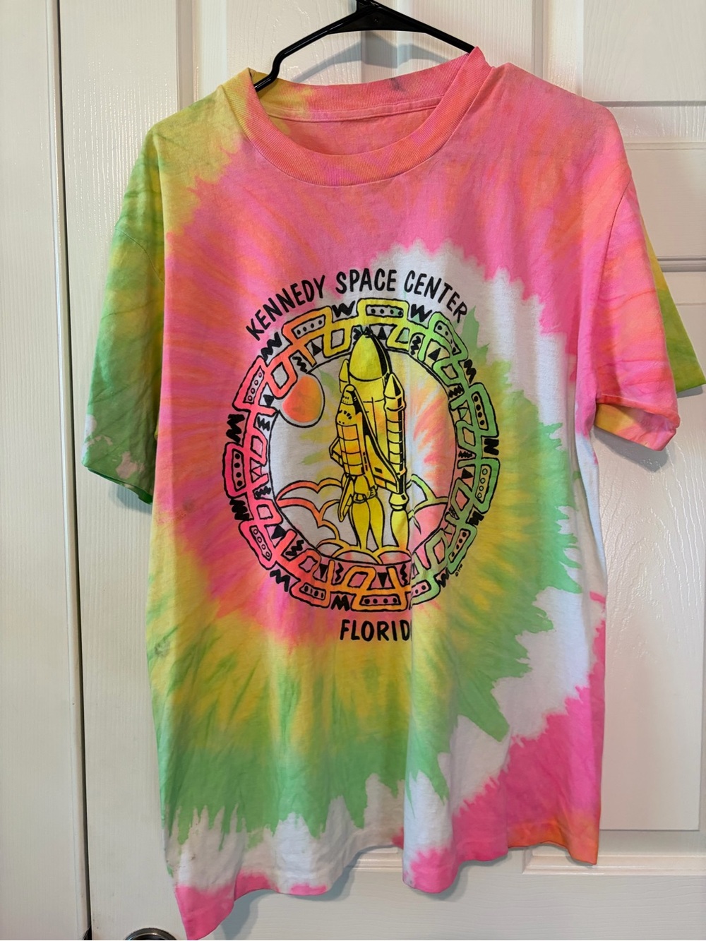 Kennedy Space Center Tie-Dye Graphic Tee - Pink, Yellow, Green